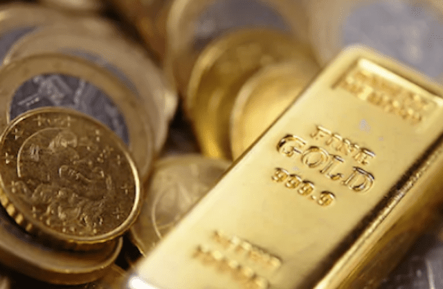 gold bar and coins