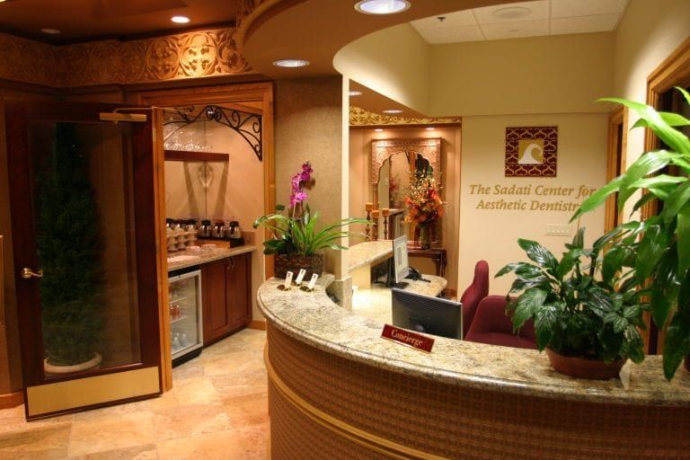 Lavishly decorated dental reception area